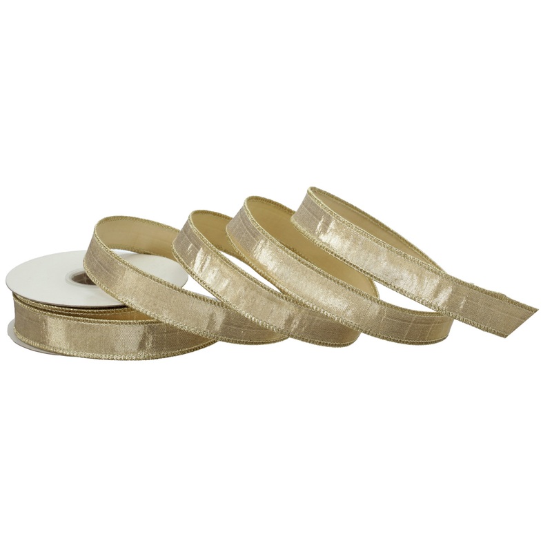 Champagne Metallic Dupion Ribbon 1″X10Y