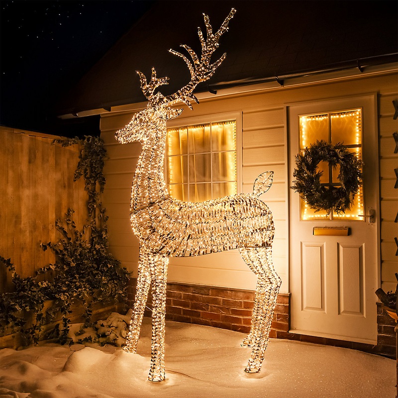 Pre-Lit Christmas Gold Laser Lit Stag 270cm with 5100 Warm White LED Micro-Lights