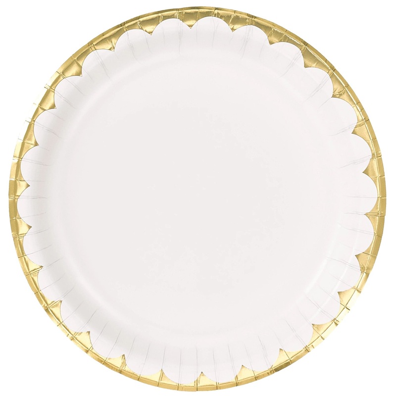 10″ Metallic Paper Plate – White