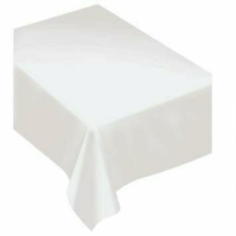WHITE 60 X 84 FABRIC TABLECOVER