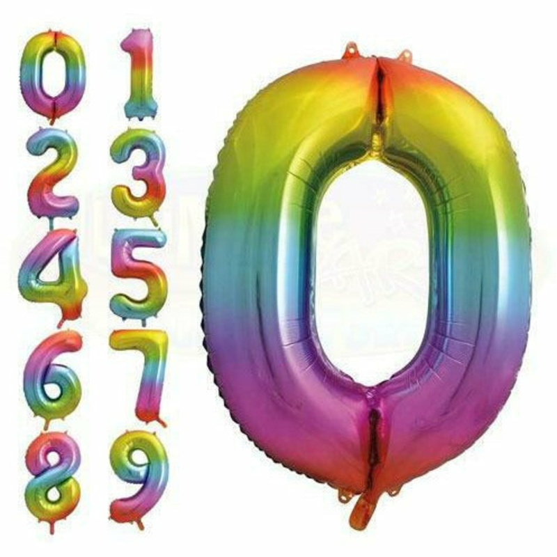 1-10 34″ Rainbow Number Mylar Balloon