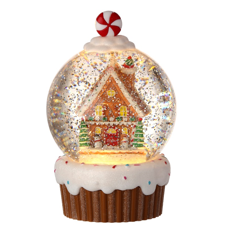 LED Gingerbread Cupcake Water Globe 7″ B/O