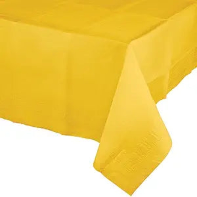 Tissue/Poly Table Cover, 54″ x 108″, School Bus Yellow