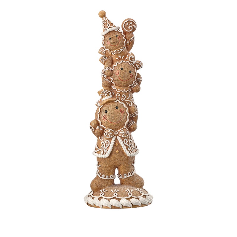 Resin Stacked Gingerbread Family 15.5″
