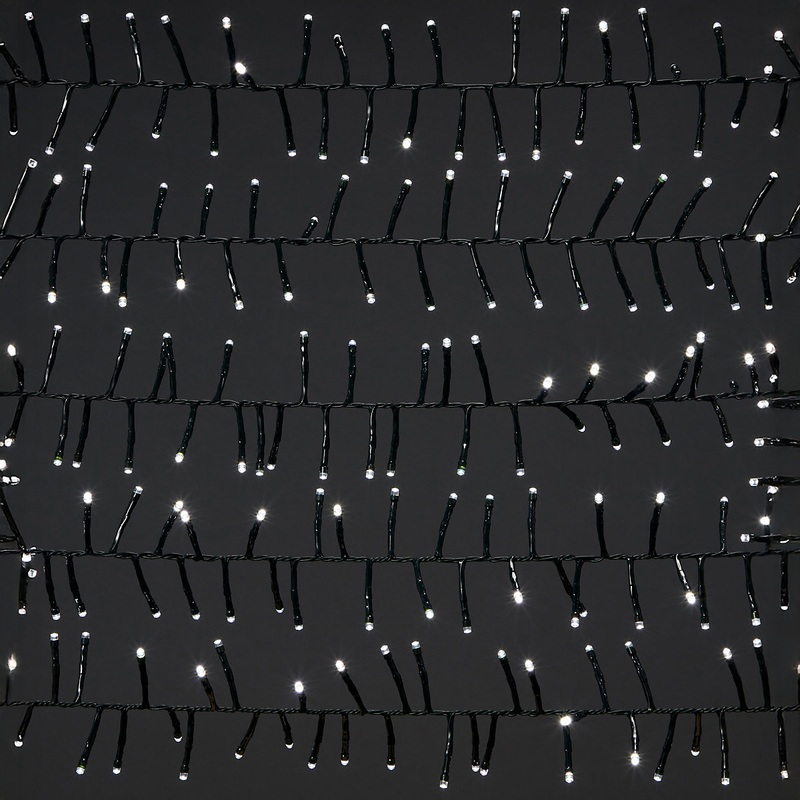 1000 Ice white Cluster LED String lights With timer function & 25m Green cable