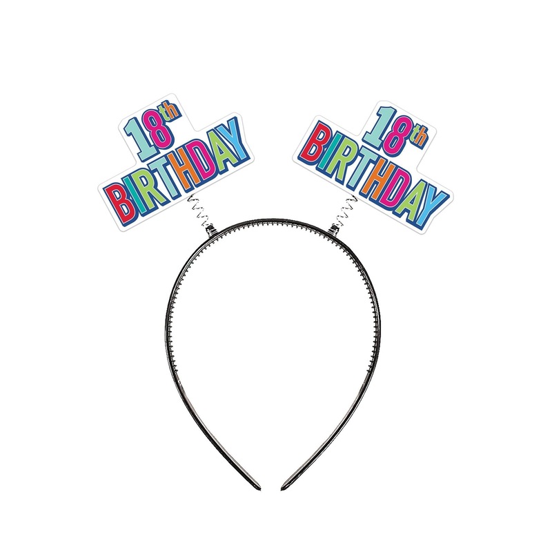 12 Pack Bulk 18th Birthday Boppers multi-color
