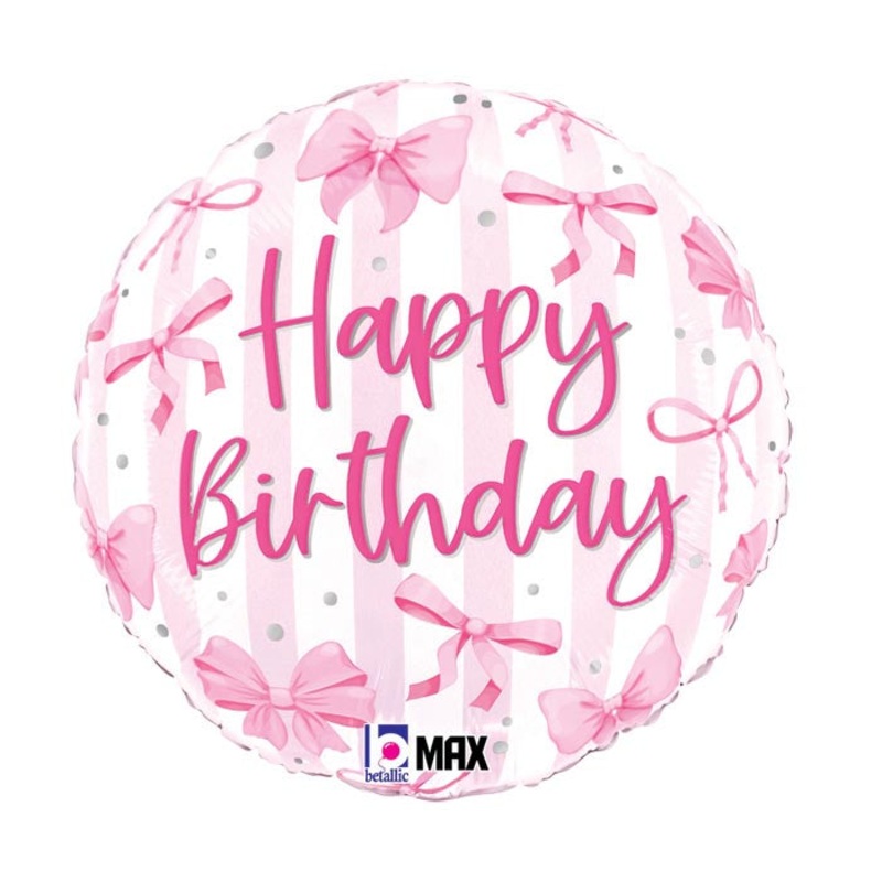 18″ PKG HBD PRETTY PINK BOW BIRTHDAY