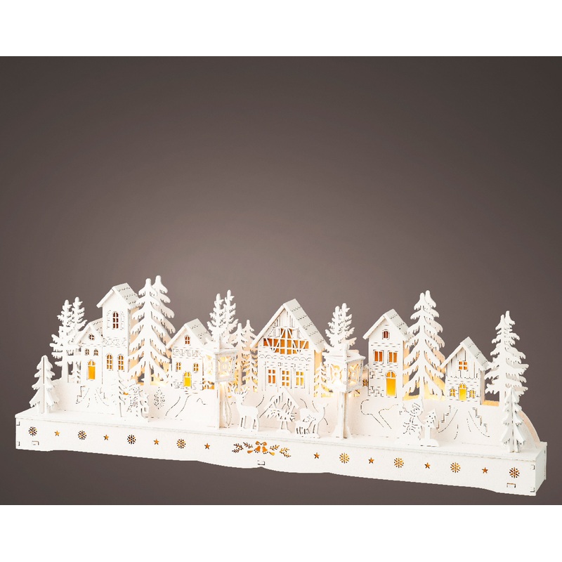 LED Village Scene with Warm White Lights Battery Operated 17.72″ Wx 5.91″ Hx 2.36″ Deep