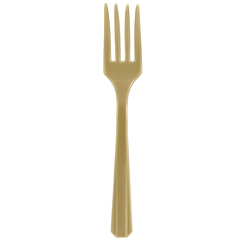 Value Reusable Plastic Forks, Mid Ct. – Gold