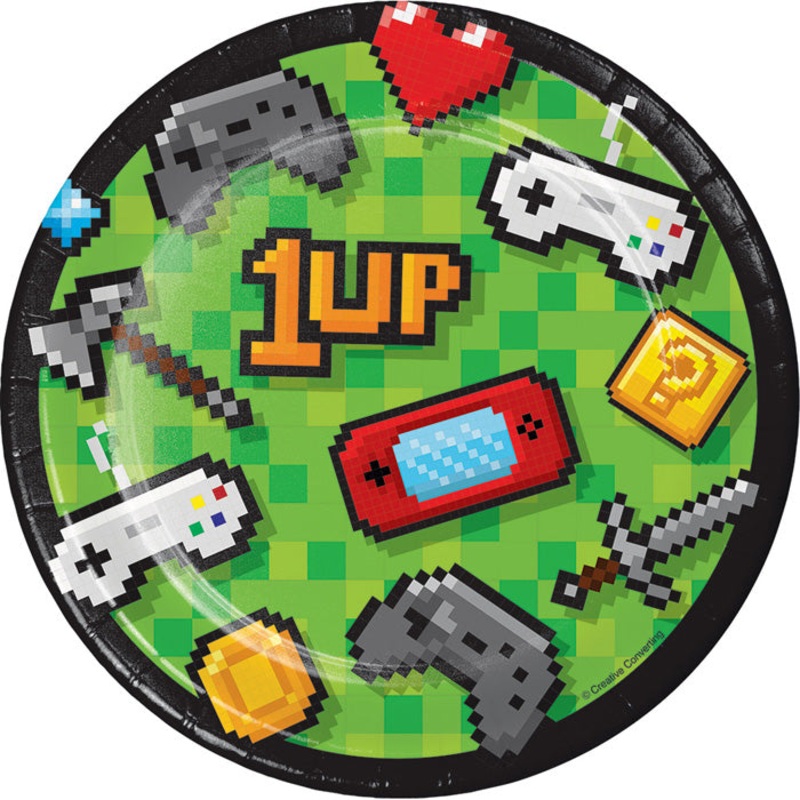 Video Game Party Paper Dessert Plates (8/Pkg)