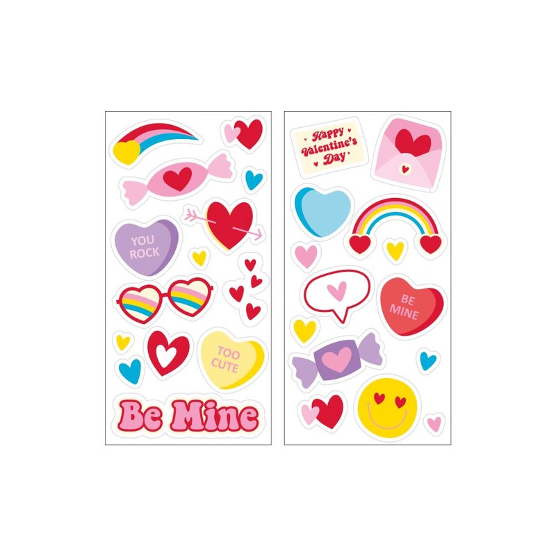 96 pc Bulk Colorful Valentines Stickers
