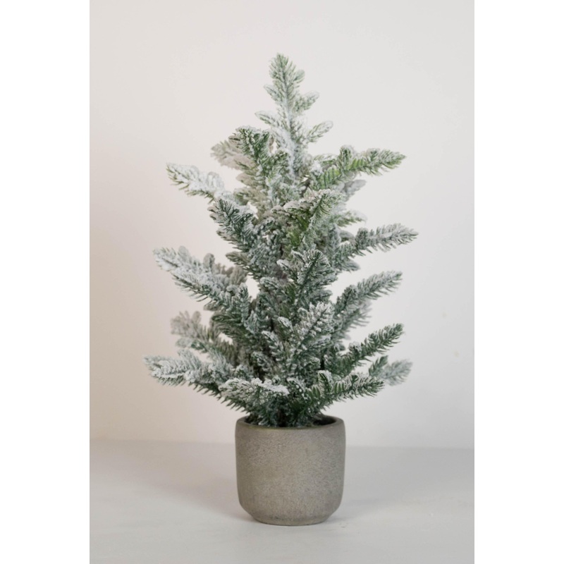 Snowy Pine Tree in Ceramic Pot  15.5″