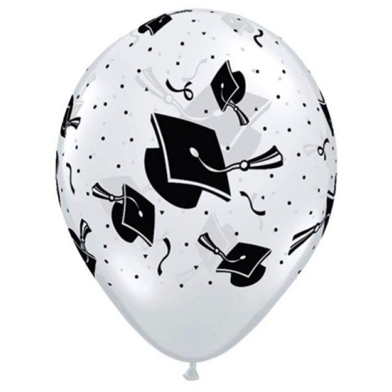 11″ Graduation Hats Diamond Clear Latex Balloon