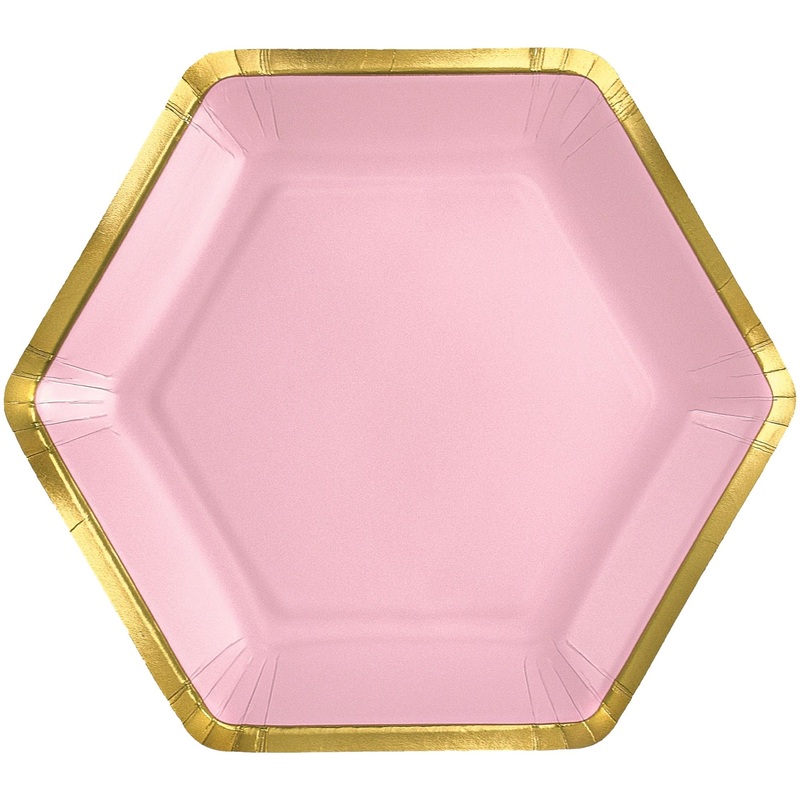 7″ Hex Metallic Paper Plate – Rose