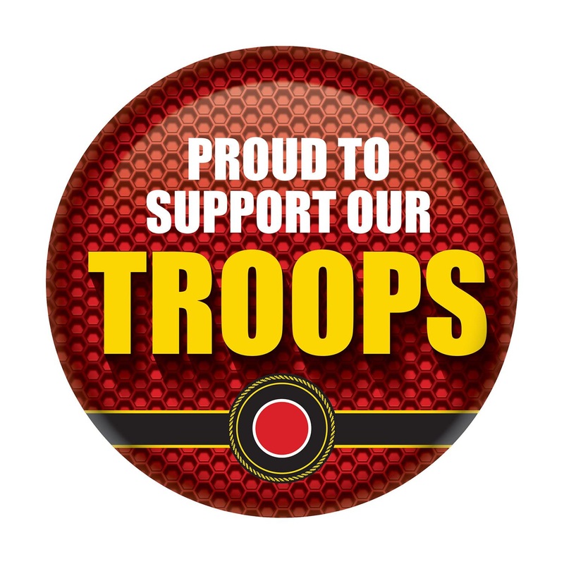 6 Pack Bulk Proud To Support Our Troops Button- Marines- Red