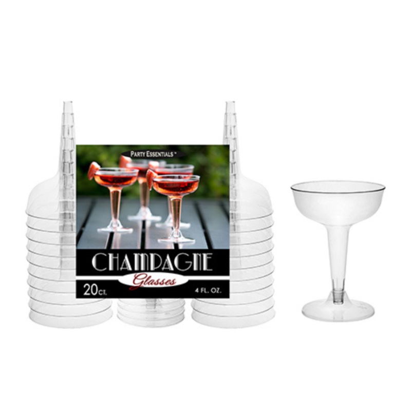 4 OZ. 2 PC. CHAMPAGNE GLASSES CLEAR  20 CT.