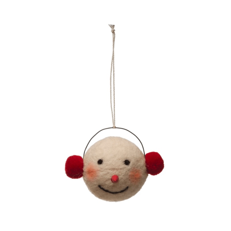 Wool Snowman Head Ornament