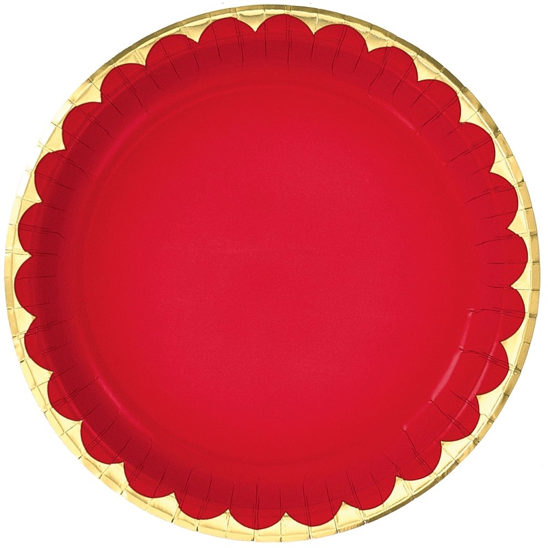 6 3/4″ Metallic Paper Plate – Apple Red