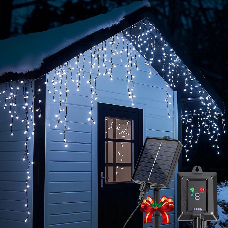 Aigostar Solar Powered Icicle Outdoor Christmas Lights 5M Cool White