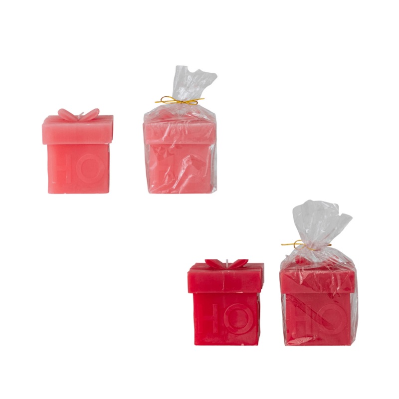 “Ho Ho Ho” Gift Box Shaped Candle – 2 Color Options