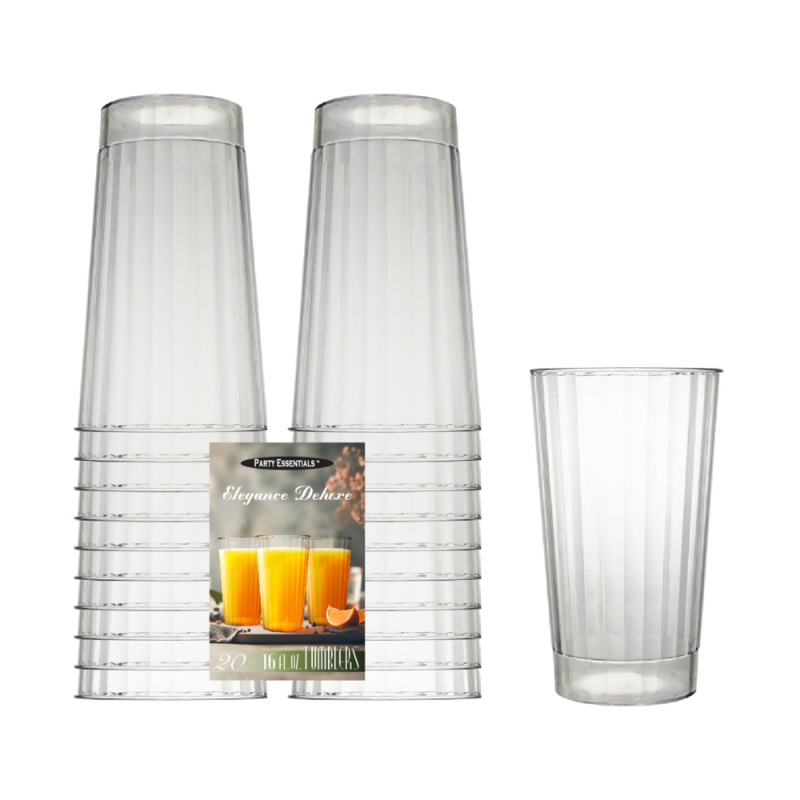 16 OZ. ELEGANCE/DELUXE TUMBLERS  CLEAR 20 CT.