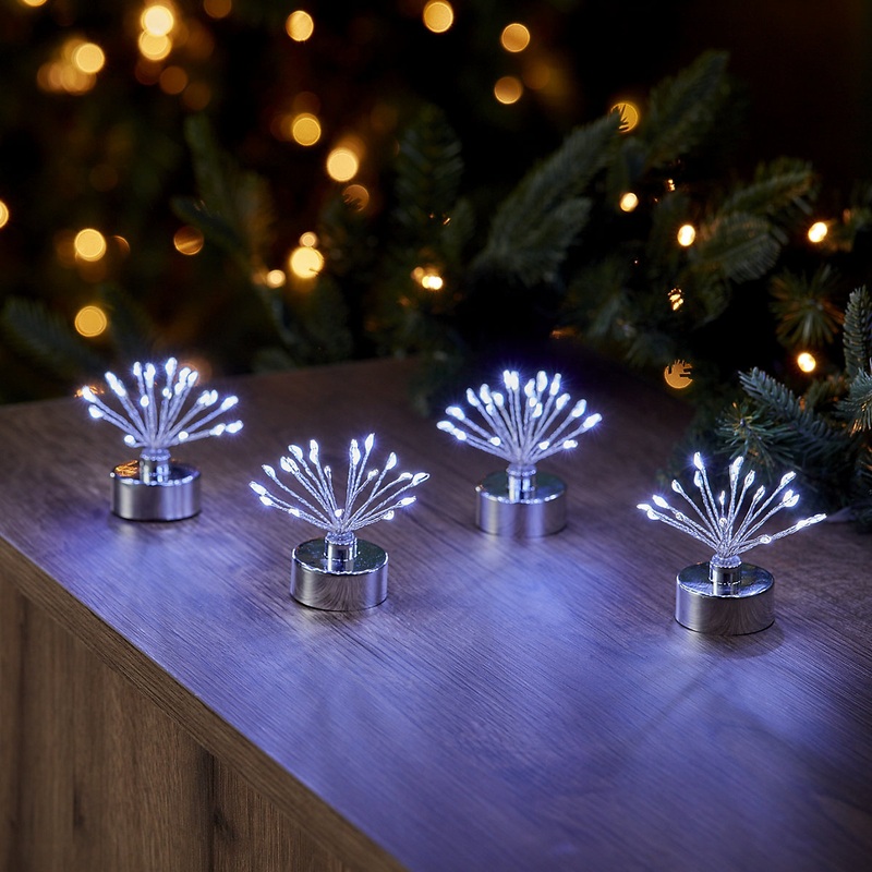 Ice white LED Freestanding Silhouette (H) 65mm, Pack of 4