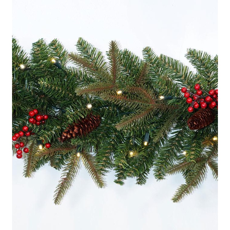 6′ X 12″ Mixed Frasier Garland – Battery-Operated Clear LED (Clearance)