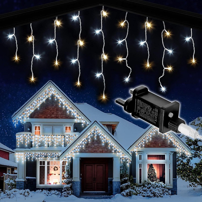 480 WHITE & WARM WHITE LED Connectable MF Icicle String Lights-10m
