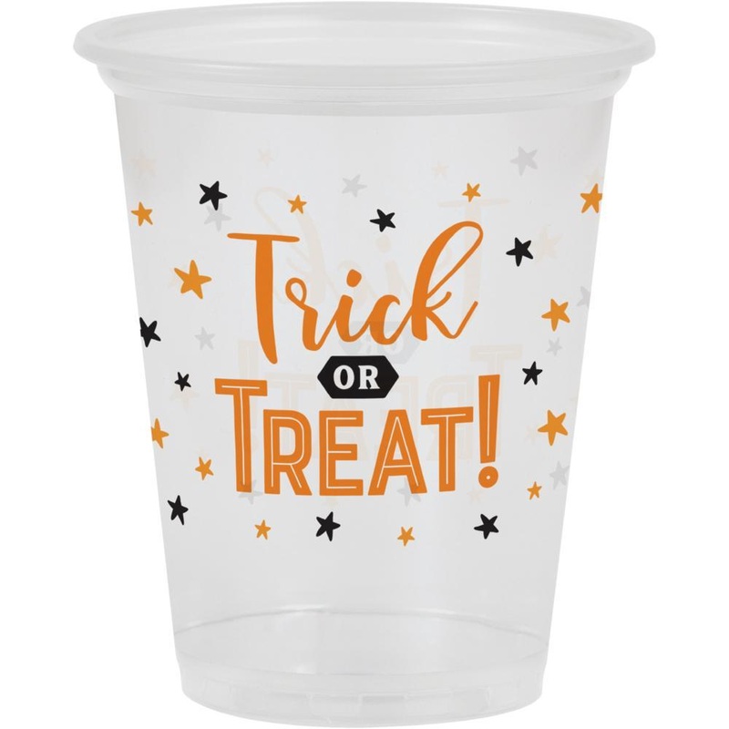 96 pc Bulk Trick or Treat Halloween Plastic Cups