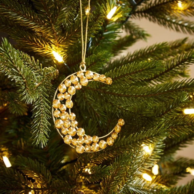 Beaded Gold Moon Hanging Decoration