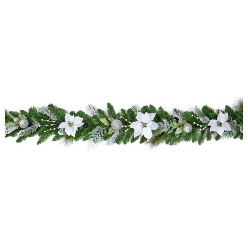 Premier Decorations White Poinsettia Christmas Garland