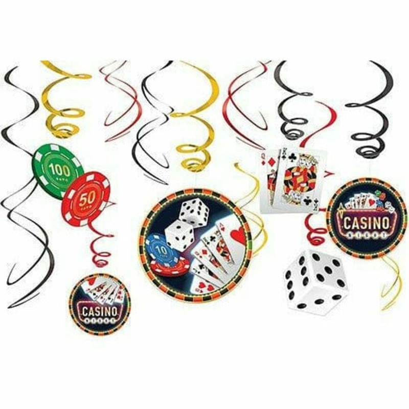 Roll the Dice Casino Swirl Decorations 12ct