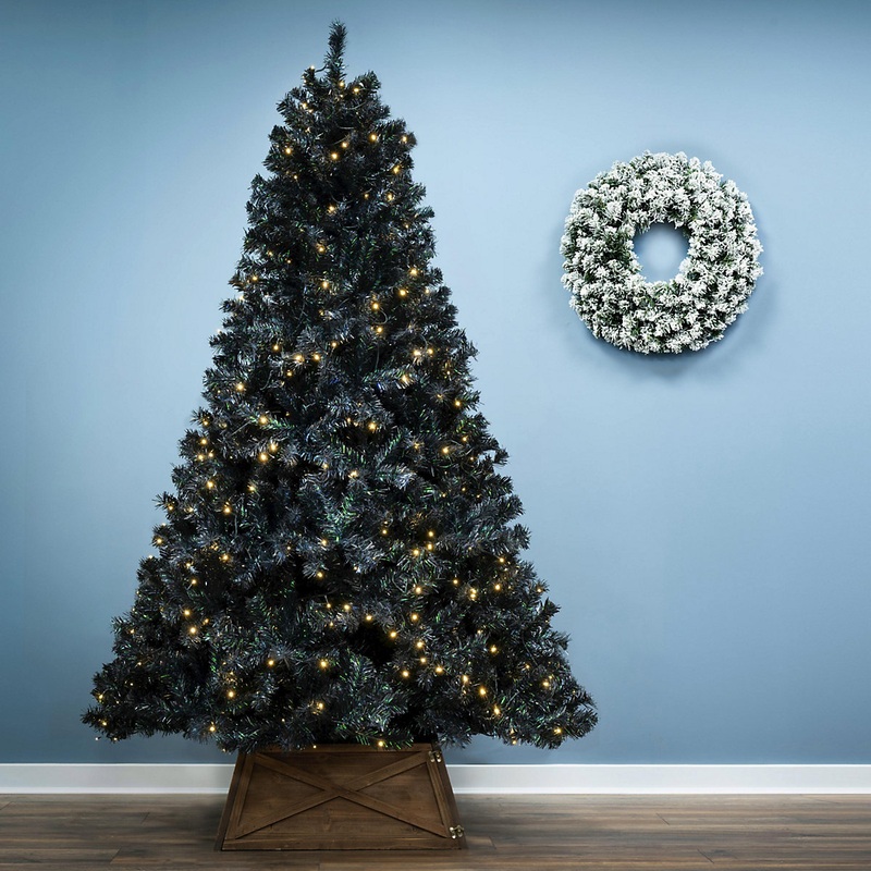 The 6ft Pre-lit Black Iridescence Pine Tree with Warm White Lights