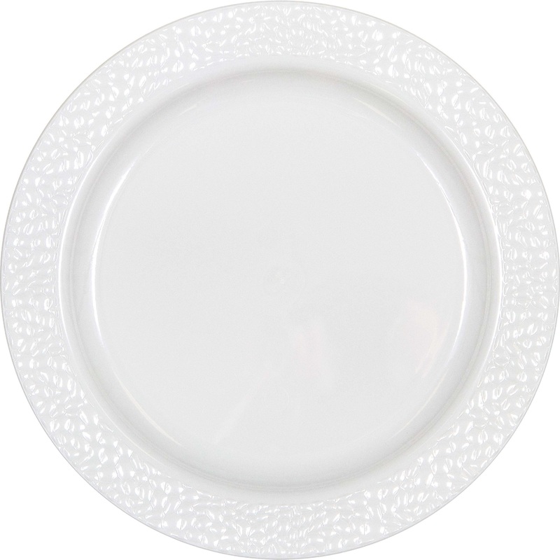 White Pebble Plastic Dinner Plates