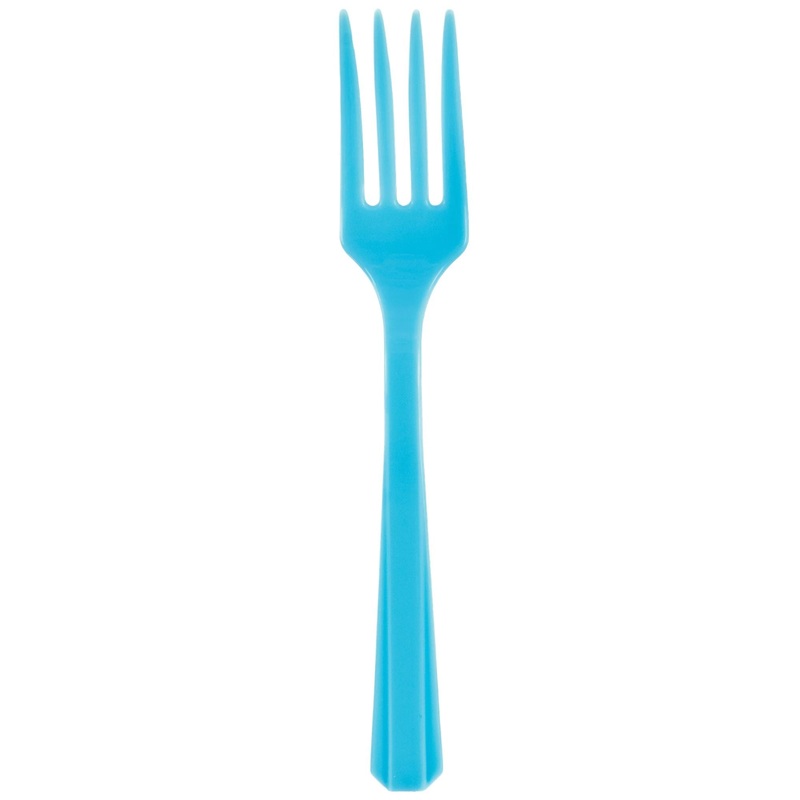 Value Reusable Plastic Forks, Mid Ct. – Caribbean Blue