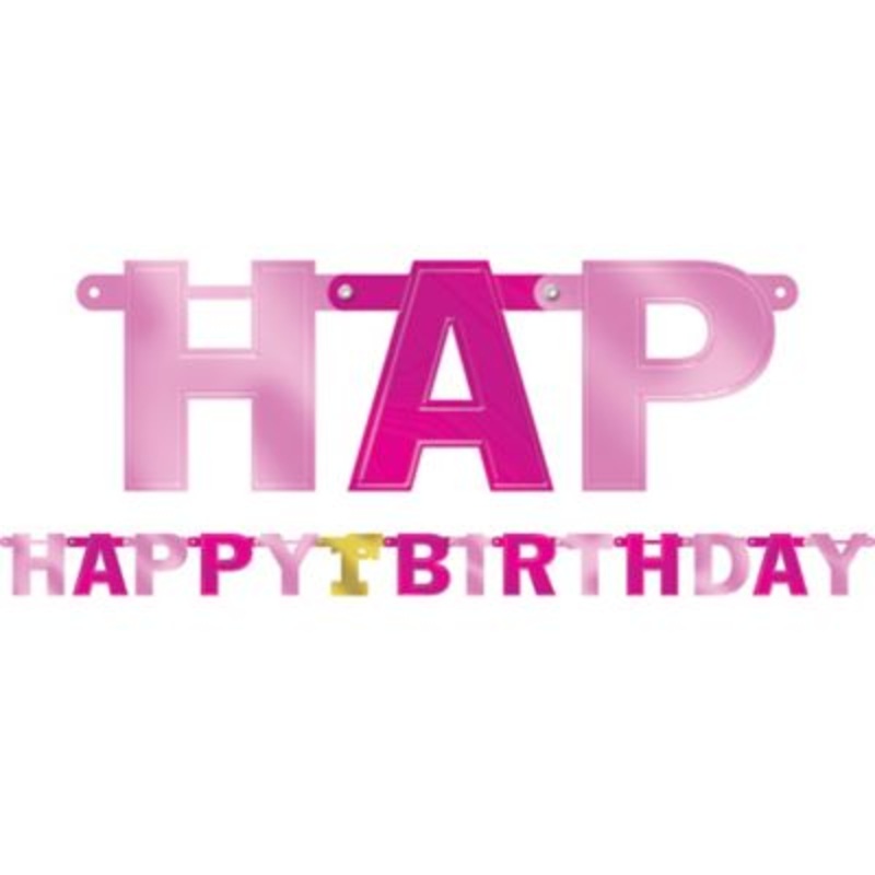 1st Birthday – Letter Banner – Pink