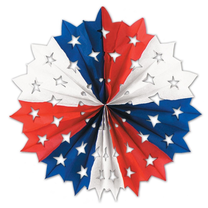 12 Pack Bulk Patriotic Star Party Fan