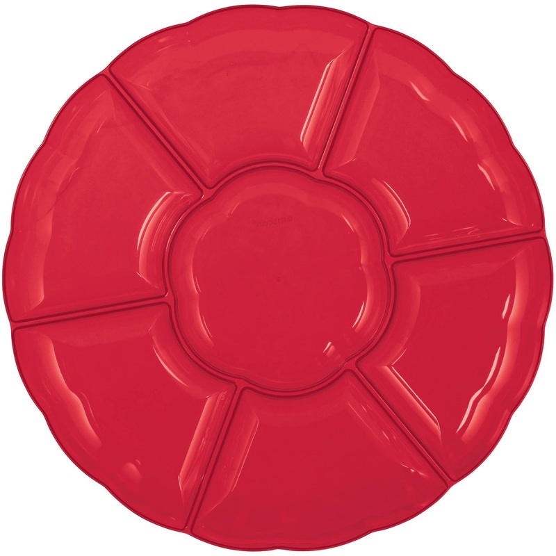 16″ Compartment Chip & Dip Tray – Apple Red
