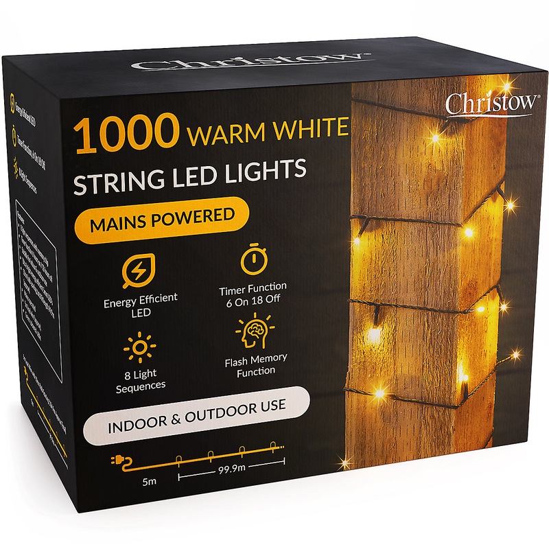 Christow Christmas Mains Powered LED String Lights