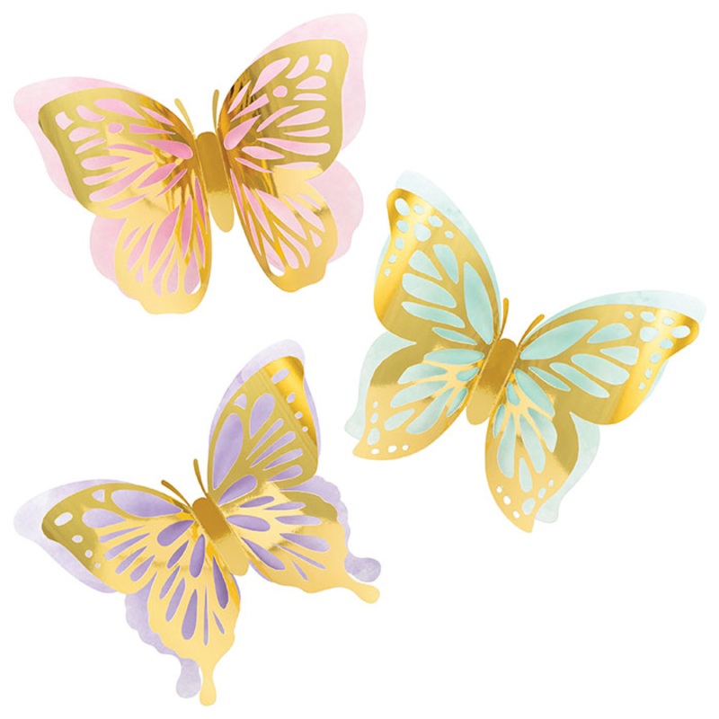 18 pc Bulk Butterfly Shimmer Wall Decor