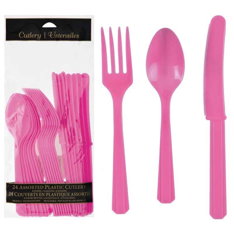 Value Reusable Assorted Cutlery, Low Ct. – Bright Pink