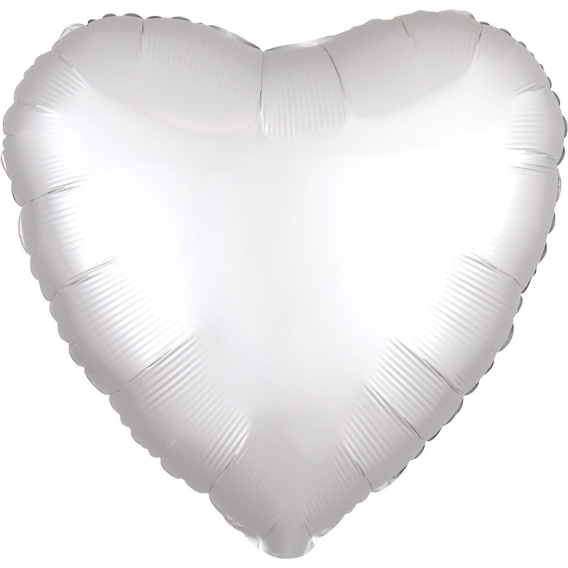 035 17″ Luxe White Satin Heart