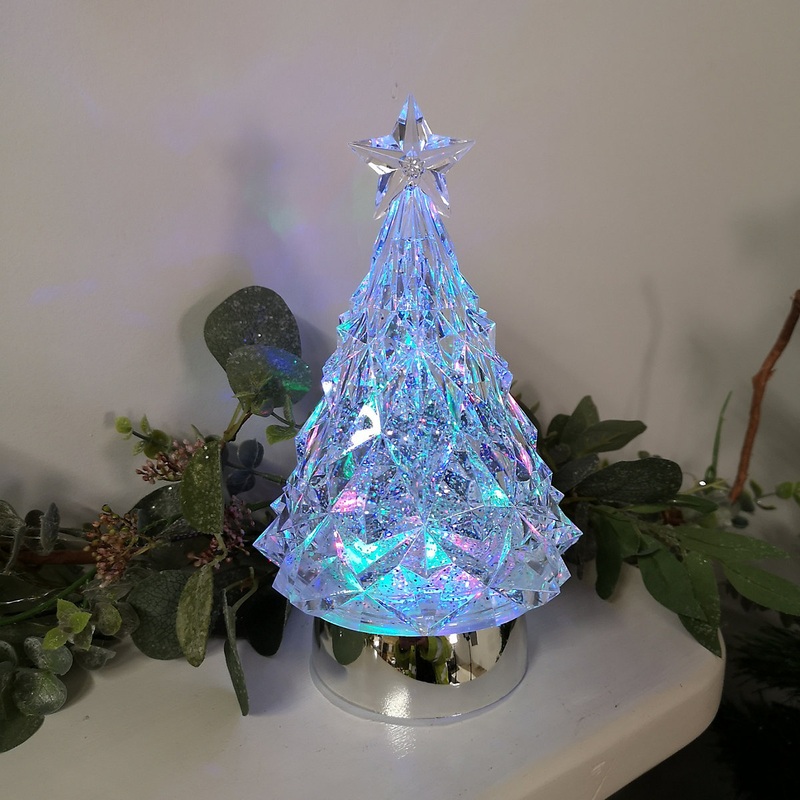 23cm  LED Christmas Glitter Water Spinner Colour Changing Tree