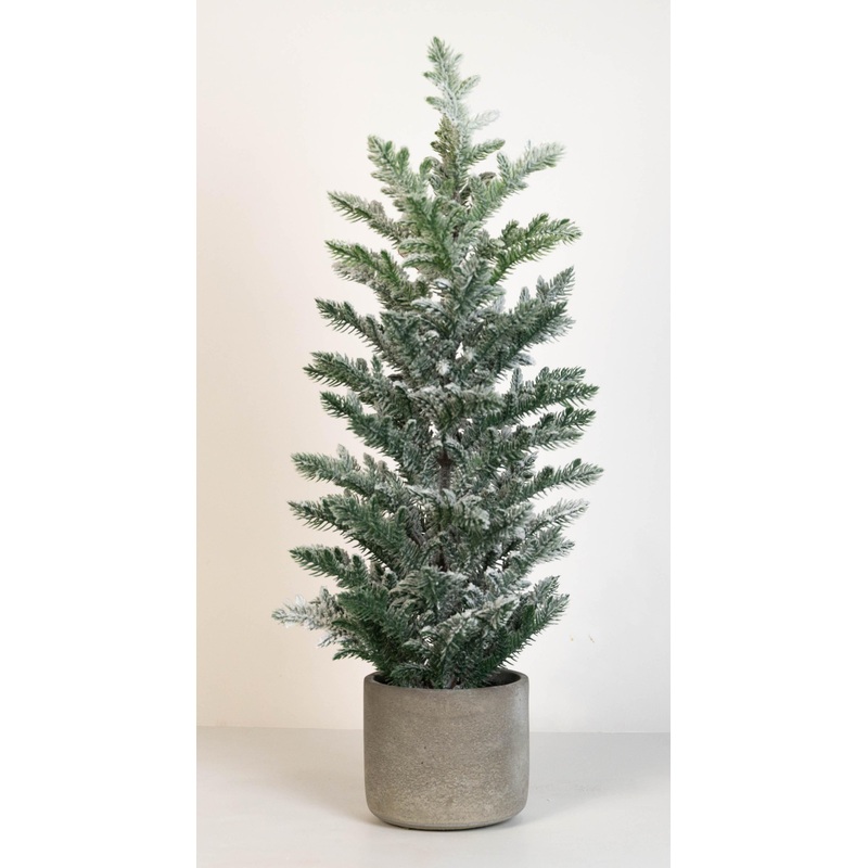 Snowy Pine Tree in Ceramic Pot  24″