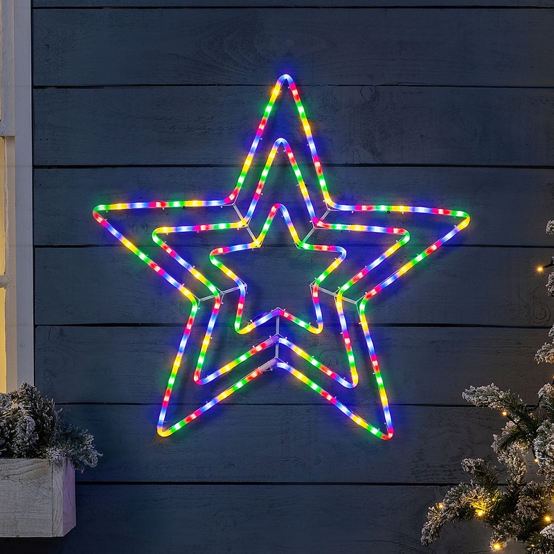 Christow Christmas LED Flashing Star Rope Light