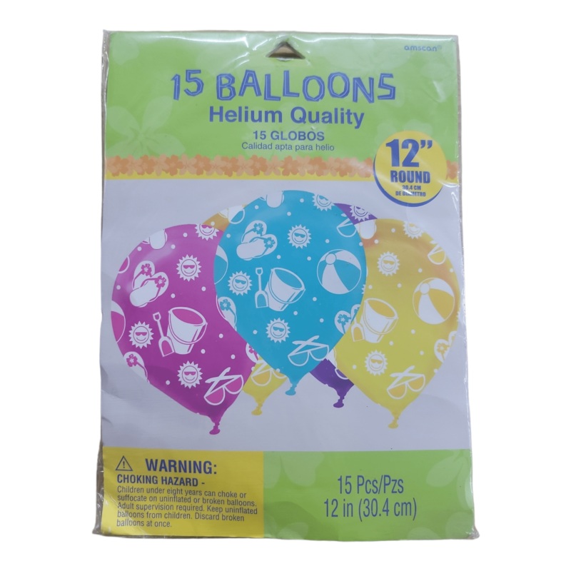 12″ Latex Balloons, 15ct – Summer Balloons