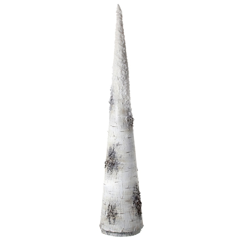 Faux Snowy Birch Bark Cone Tree 29″