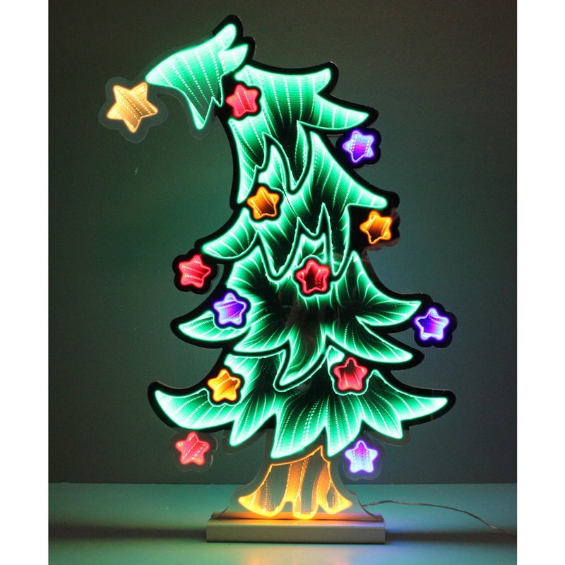 Led Infinity Xmas Tree W/Base Green Multi 23.5″