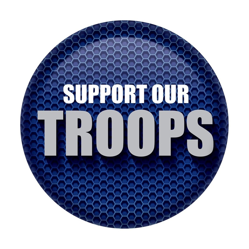 6 Pack Bulk Support Our Troops Button – Blue