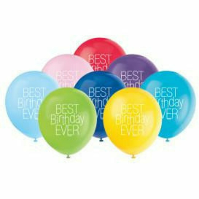 “Best Birthday Ever” 12″ Latex Balloons, 8ct